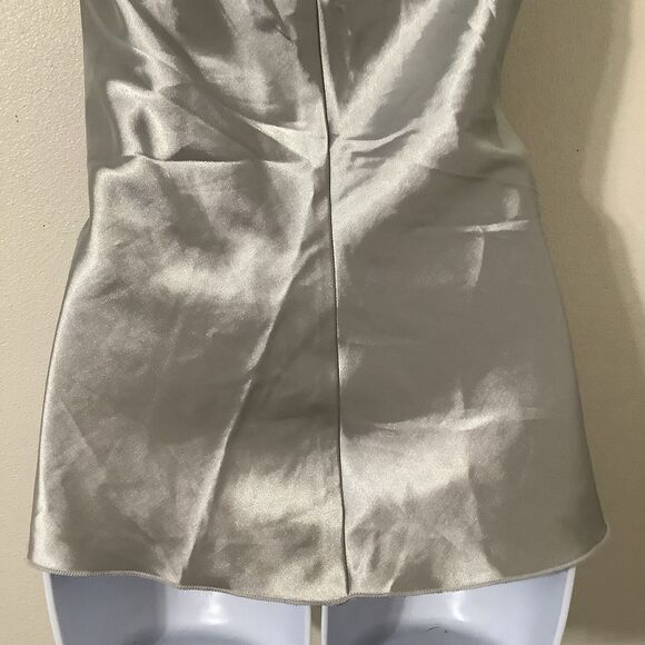 Vintage Y2K Silver Funky Festival Rave Disco Beachy Summer Satin Halter Top S - Picture 6 of 8